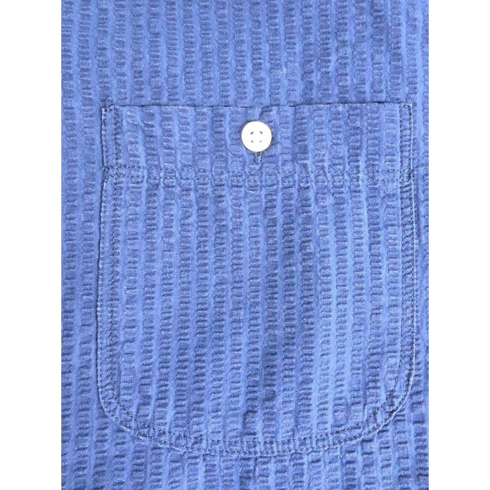 Lands' End Men's L -42-44 Seersucker Short Sleeve Button Down Shirt BLUE - Picture 3 of 10